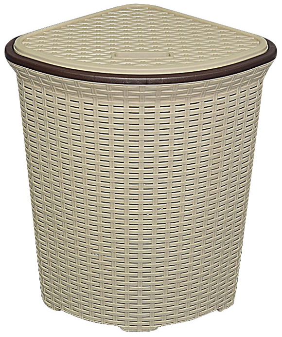Kampinis skalbinių krepšelis su dangteliu 60 l Violetinė rotango smėlio spalvos (2350/2)