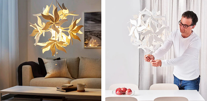 Når den tændes, danner lampen dekorative ornamenter på vægge og loft