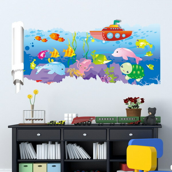 Inç 3d öküz duvar sticker serisi Kırık kağıt II oturma odası ev duvar dekorasyonu
