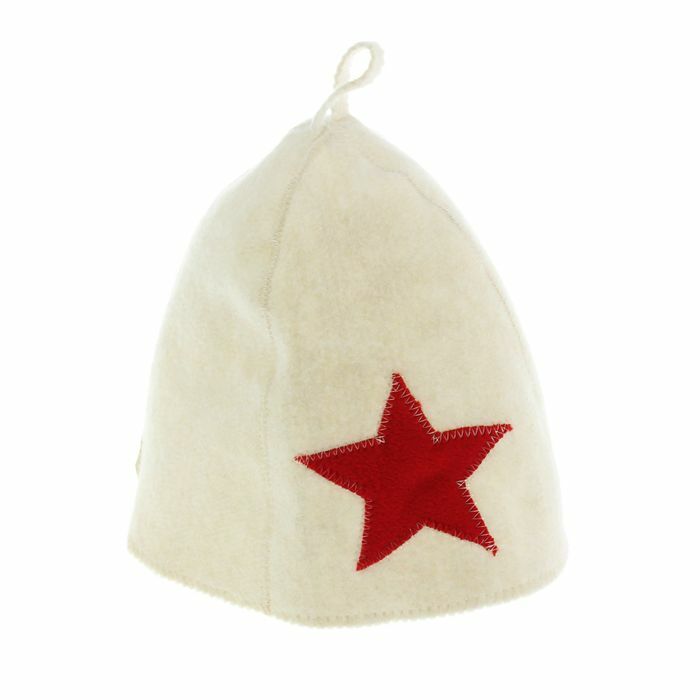 Banyo ve sauna şapkası " Yıldız", keçe, beyaz