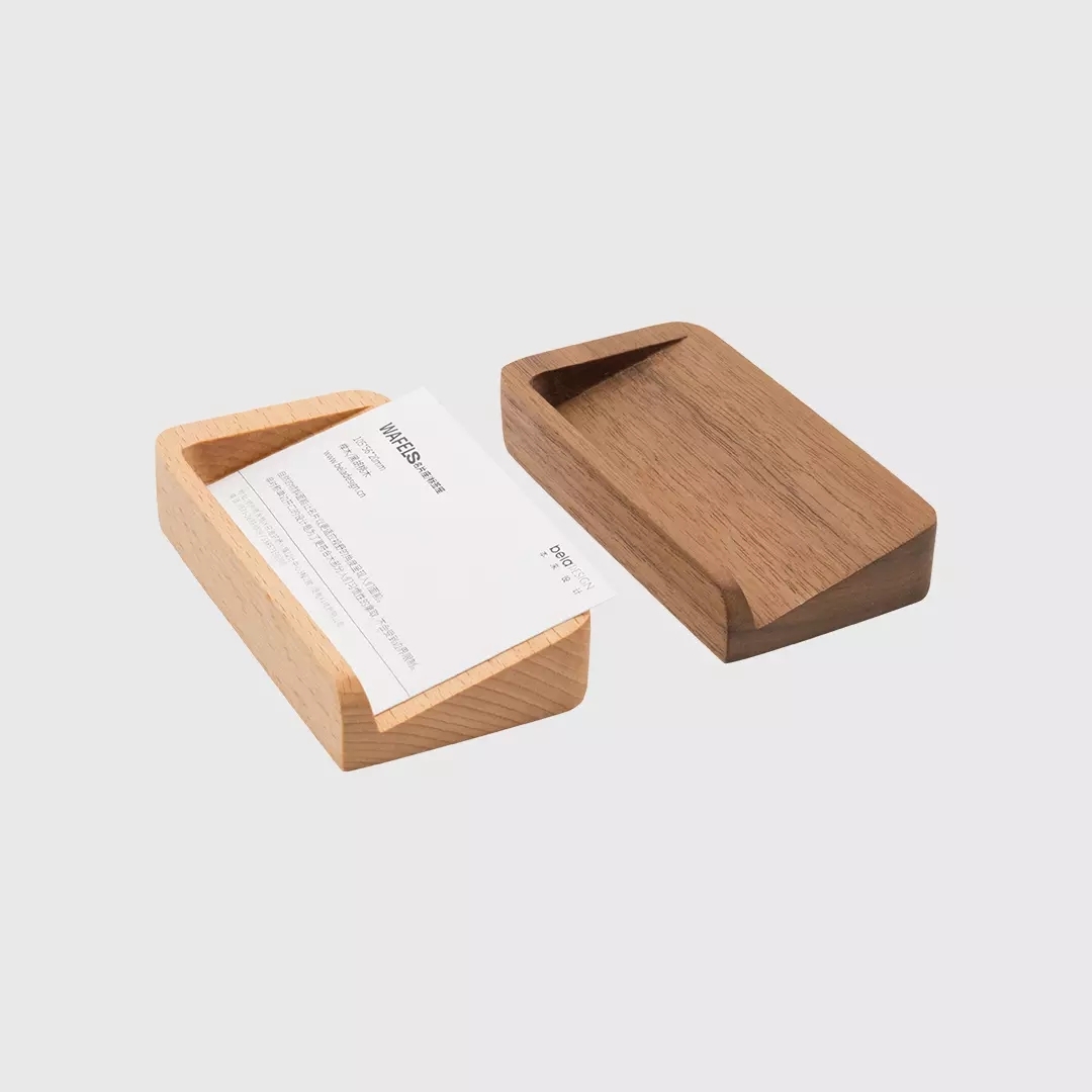 Creative Wooden Wafer Shaped Visit Card Holder Office Desktop Display Stand Organizer Name Card Base Storage Box from Xiaomi Yo