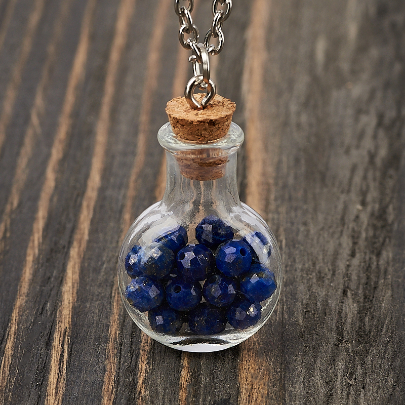 Prívesok lapis lazuli fľaša rez (sklo, bij. zliatina) 3,5 cm
