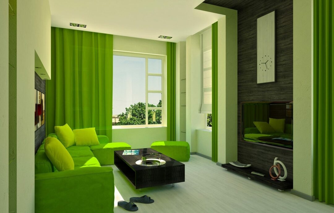 woonkamer in groen interieur foto