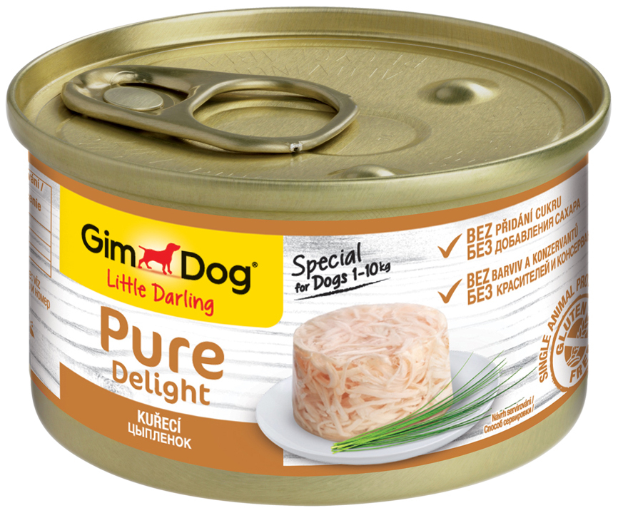Blikvoer voor honden GIMDOG Pure Delight, kip, 85g
