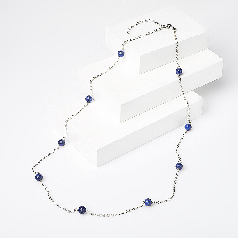 Beads lapis lazuli (bij. alloy, steel chir.) (chain) long 8 mm 75 cm (+7 cm)