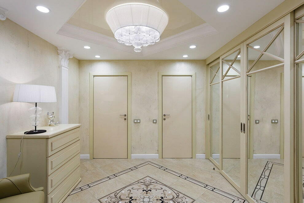 chandeliers for stretch ceilings in the hallway