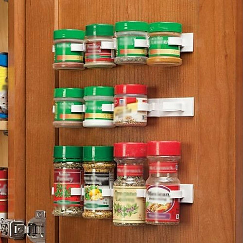 Küchengewürzflaschen-Organizer-Rack-Schranktür-Gewürzklammern-Set mit 20 Clips
