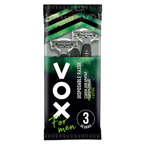 Máquina de barbear descartável VOX FOR MEN com lâmina tripla 4 unidades