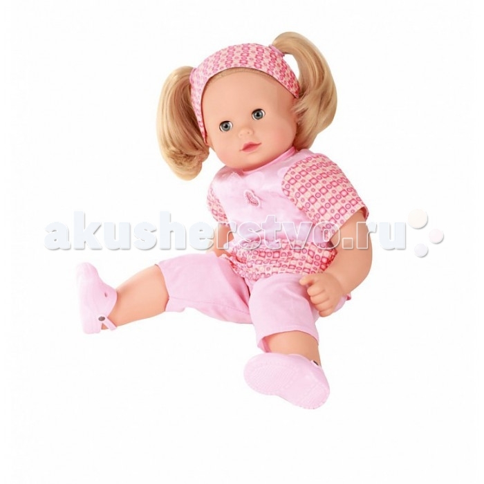 Panenka Maxi-muffin blond v růžové barvě 42 cm