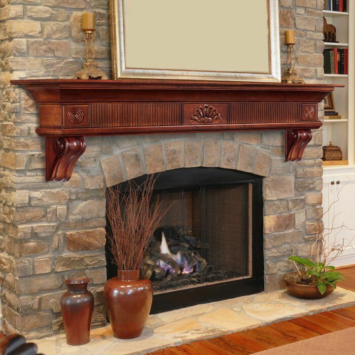 Stone false fireplace with imitation of flame