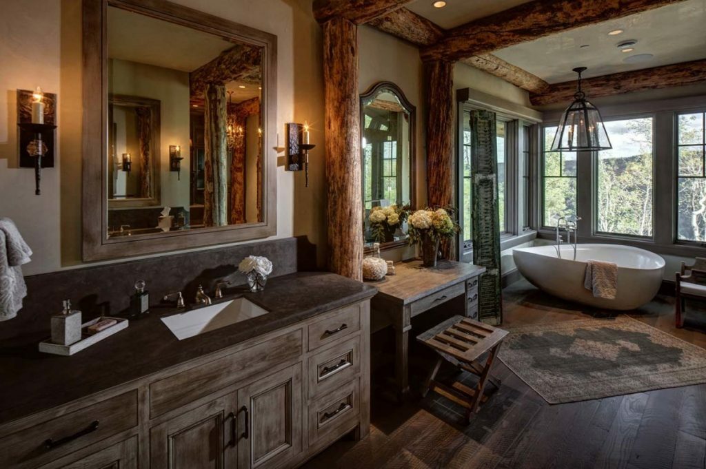 Furnishing a spacious bathroom in country style