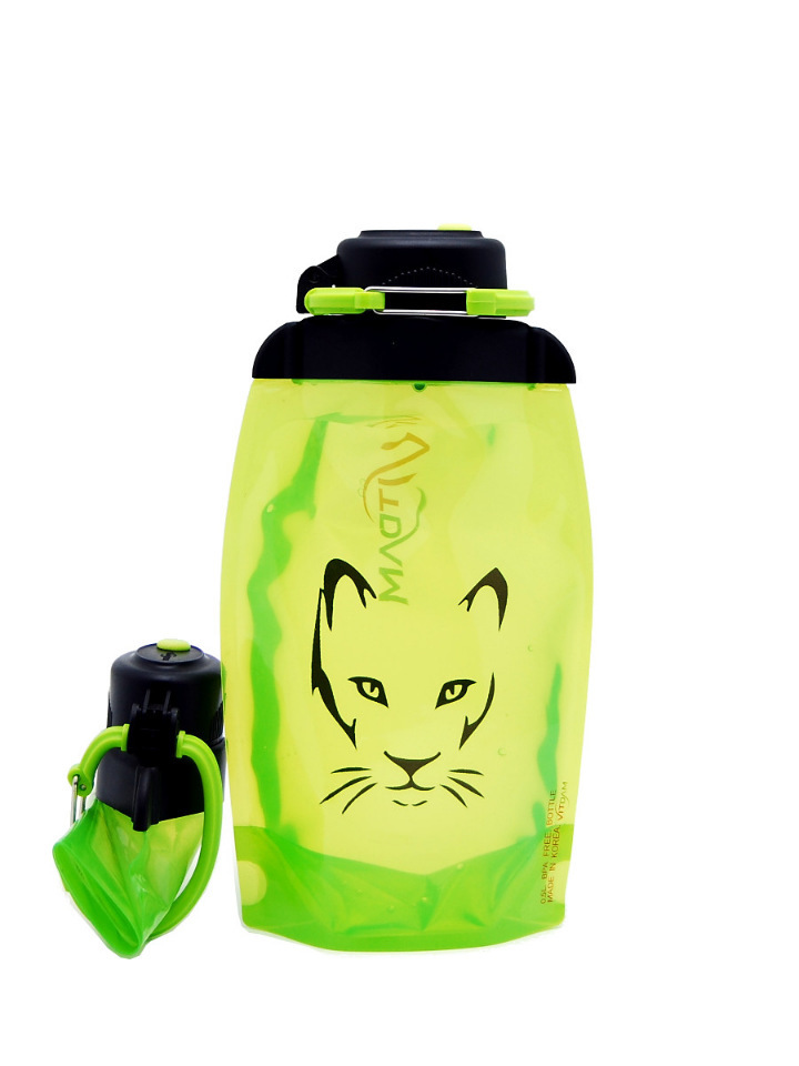 Sammenfoldelig øko-flaske, gulgrøn, volumen 500 ml (artikel B050YGS-1306) med billede
