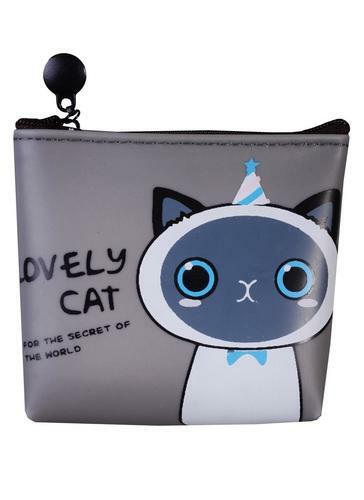 Vetoketjullinen lompakko Lovely Cat (silikoni) (11x10) (PVC -laatikko)