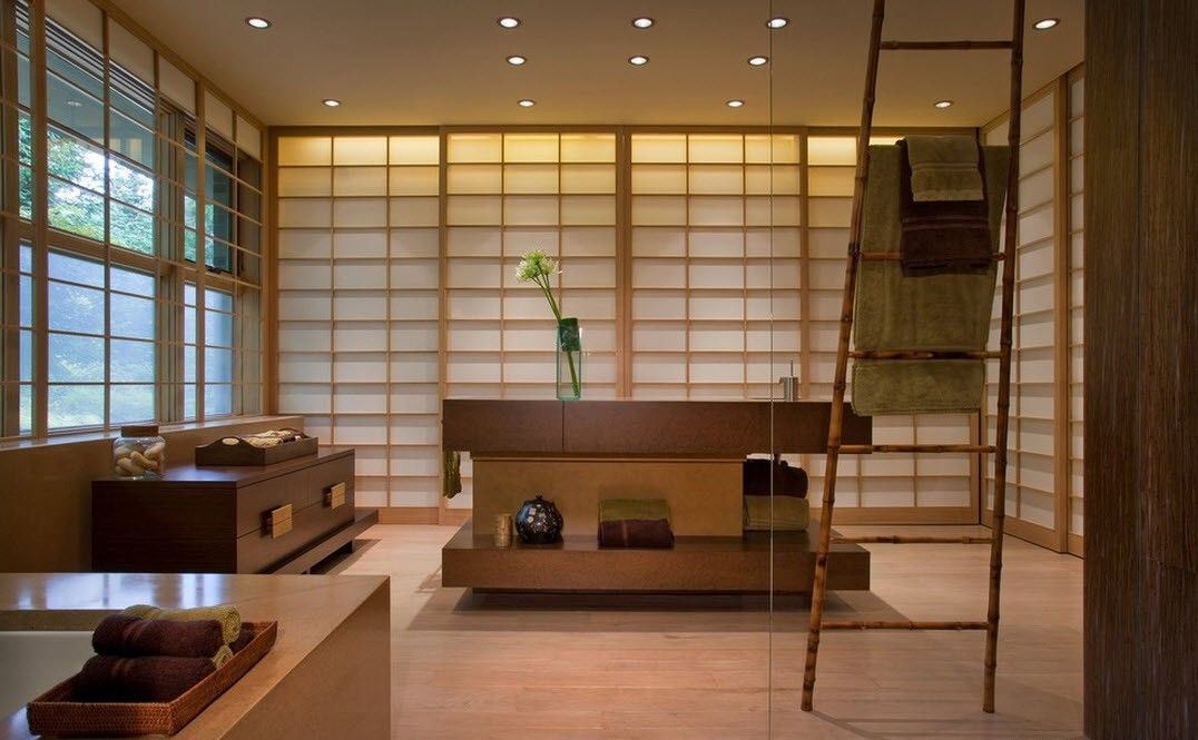 Kylpyhuone Japanin-style tarkastelu