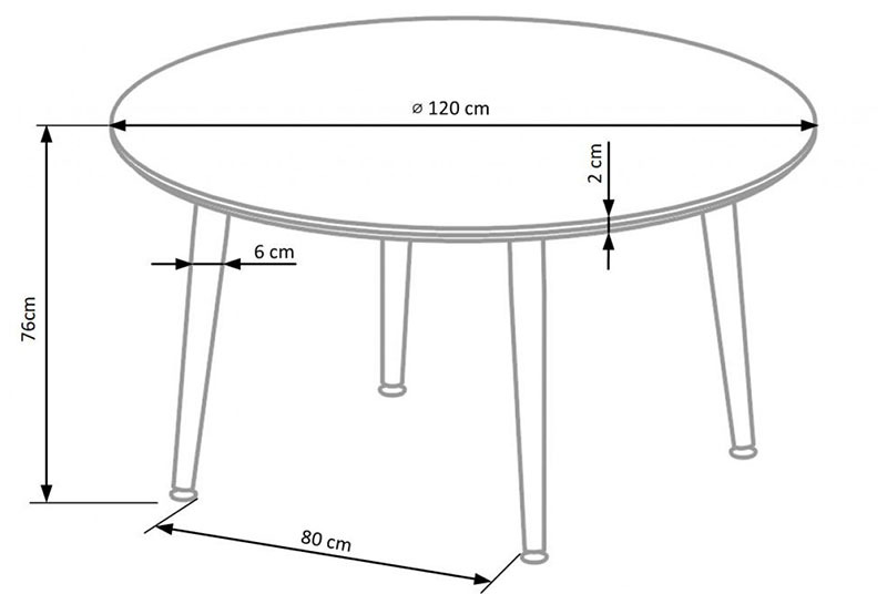 Apaļā galda standarta izmēri virtuvei