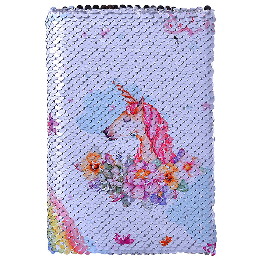 Mazari Bright notepad for notes with sequins Unicorn with flowers 11 * 16.5cm 60 sheets