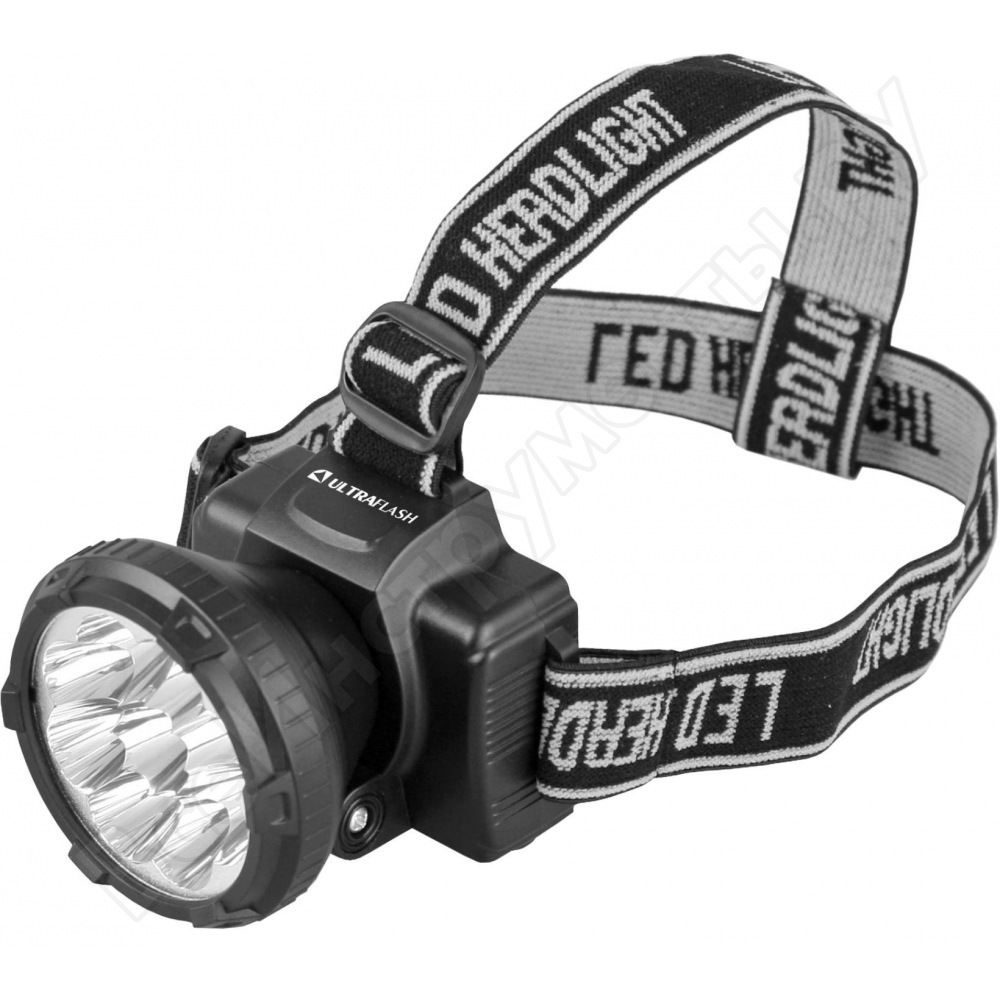 Čelovka ultraflash LED 5363 (nabíjateľná batéria 220 V, čierna, 9 diód, 2 výrezy, vrstva, box) 11257