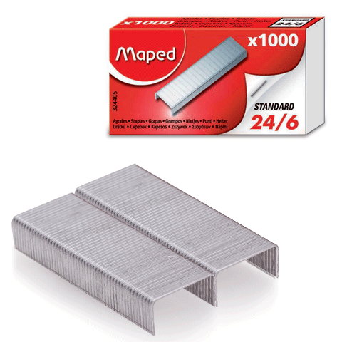 Tűzőkapcsok 24/6 Maped 1000 db. kártya dobozában