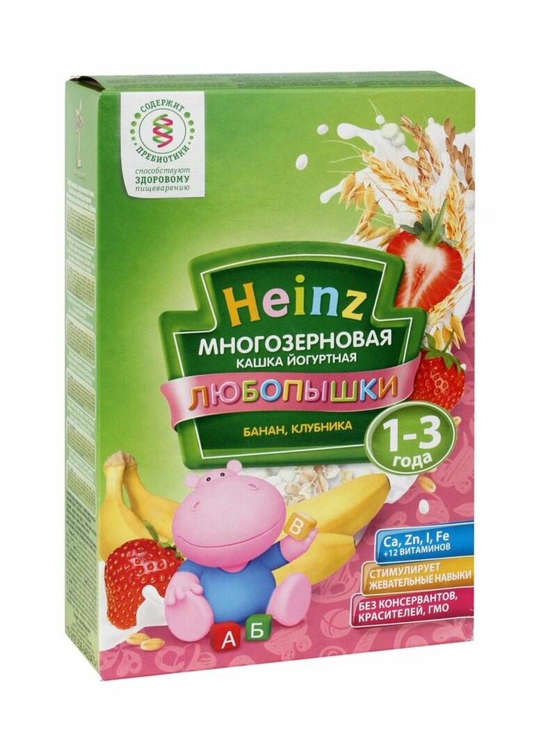 Bouillie de lait heinz, multigrains-banane-fraise, 200 g. cor. Heinz