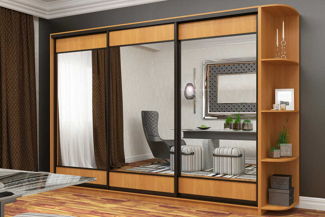 Liukuva vaatekaappi makuuhuoneessa: sisäänrakennettu, peili ja muut vaihtoehdot, sisäkuvia