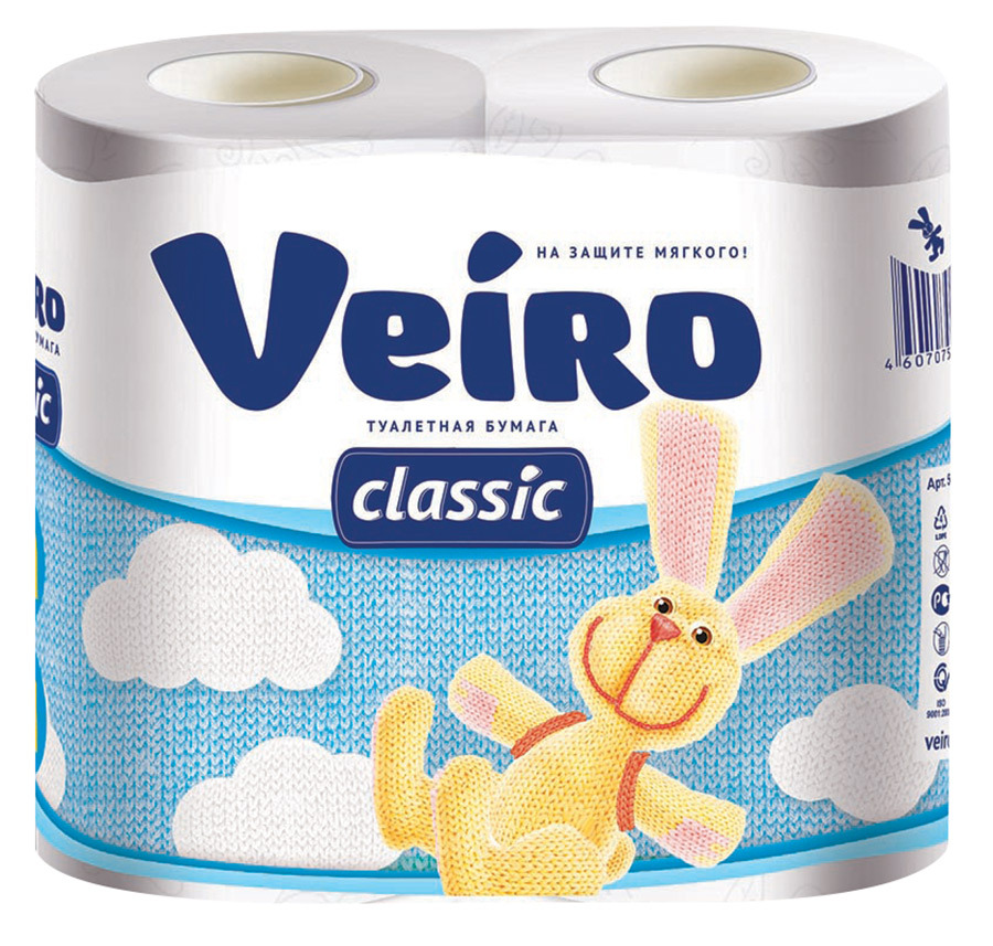 Papel higiénico Veiro Classic blanco 2 capas 4 rollos