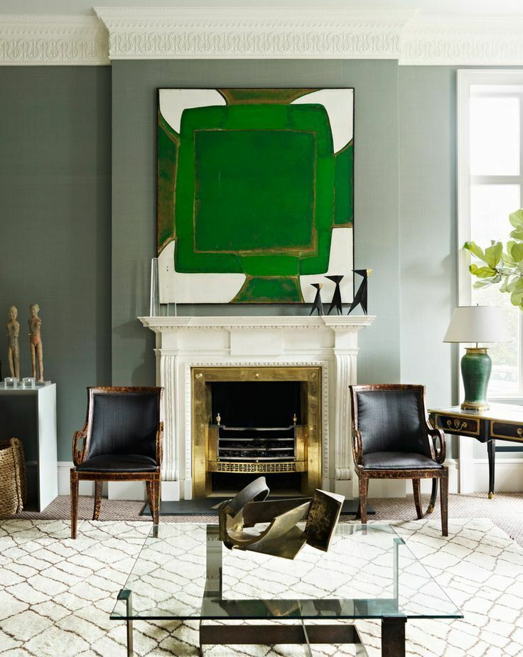 Abstract painting in the interior of a modern hall