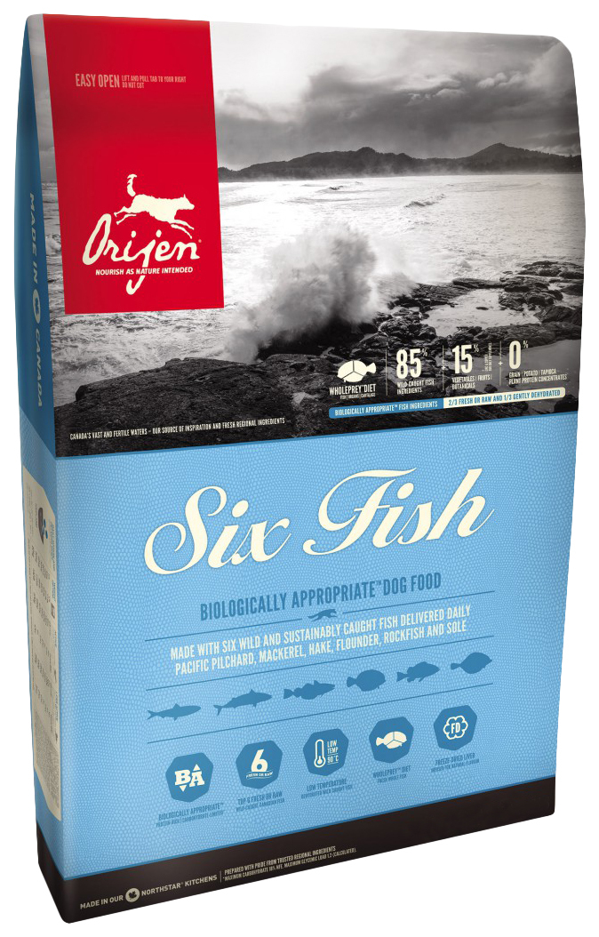 Suha hrana za pse Orijen Six Fish, ribe, 0,34 kg