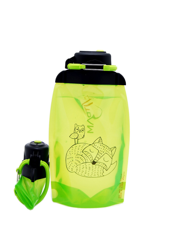 Sammenfoldelig øko-flaske, gulgrøn, volumen 500 ml (artikel B050YGS-1304) med billede