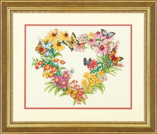 Dimensiones del kit de bordado art. DMS-70-35336 Corona de flores silvestres 35,5 x 27,9 cm
