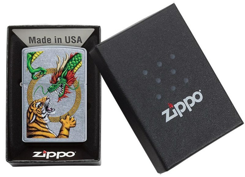 Encendedor Zippo Dragon Design Street Chrome