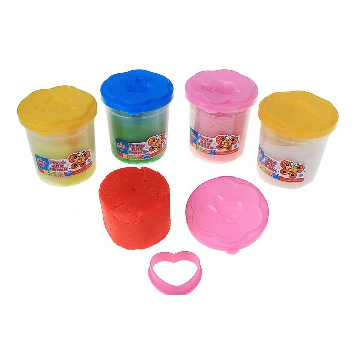 Modeling dough in a bucket 1 color, 140 g + mold + mold cover, MIX colors