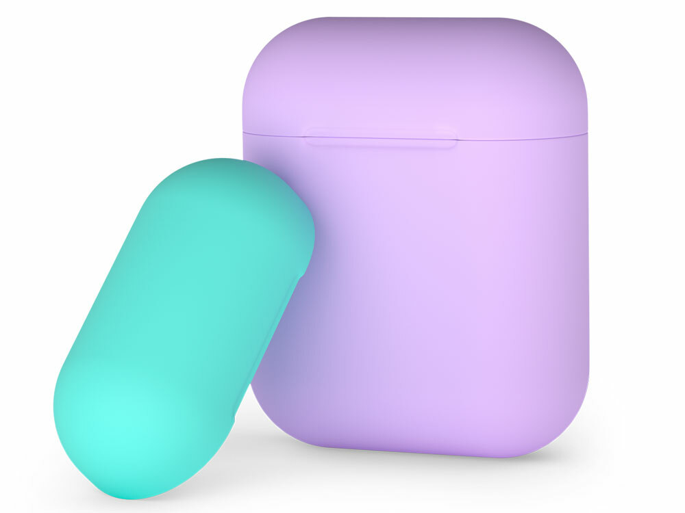 Deppa siliconen AirPods-hoes, tweekleurig (lavendel / mint)