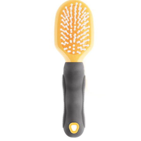 Catidea massage brush with drop plastic for cats (7 x 11 x 25 cm, yellow)