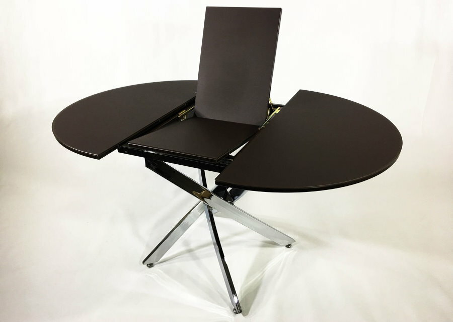 Black glass transforming table for the living room