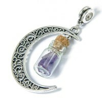Charms-eurobeads with a pendant Moon with a Bottle, color: amethyst, 57x28x10 mm