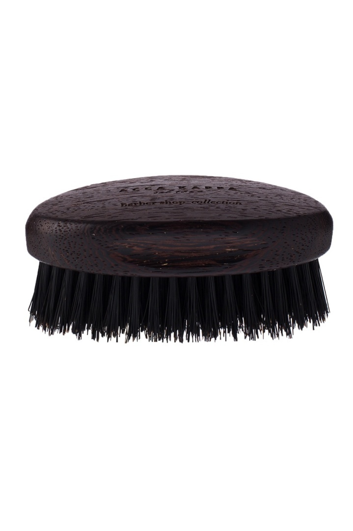 Black beard brush with wood base