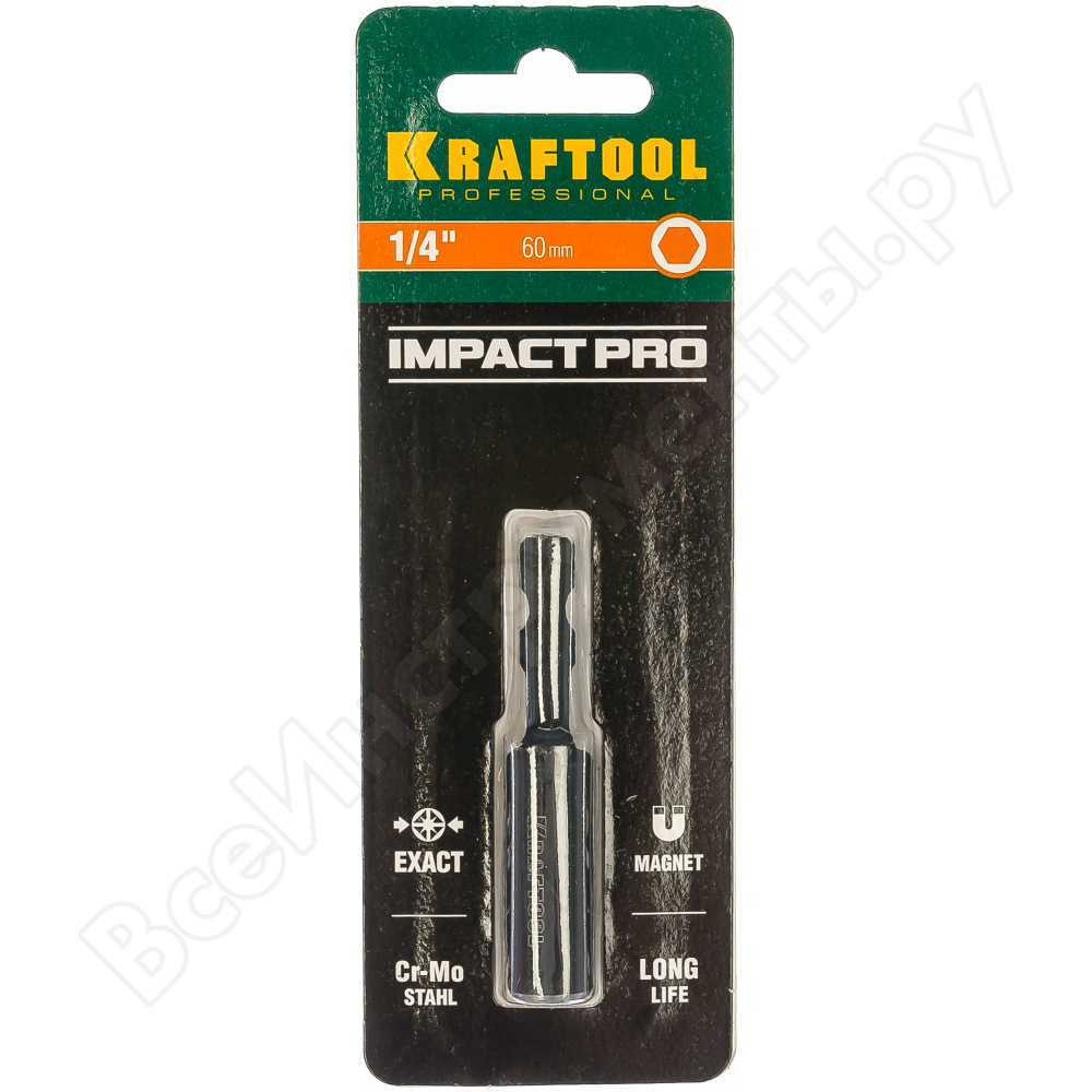 Impact pro bit adaptörü (manyetik) 60 mm kraftool 26801-60