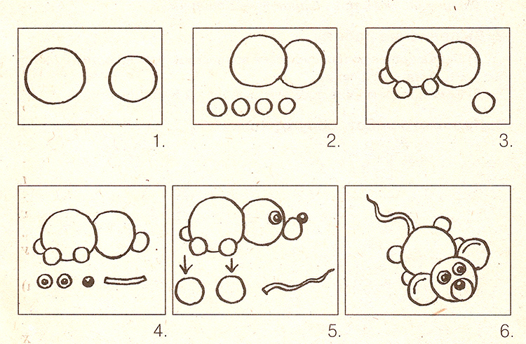 The process of making a mouse from plasticine in stages