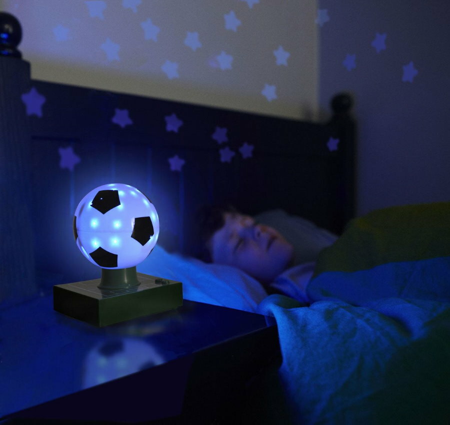 Children's night light in the shape of a soccer ball