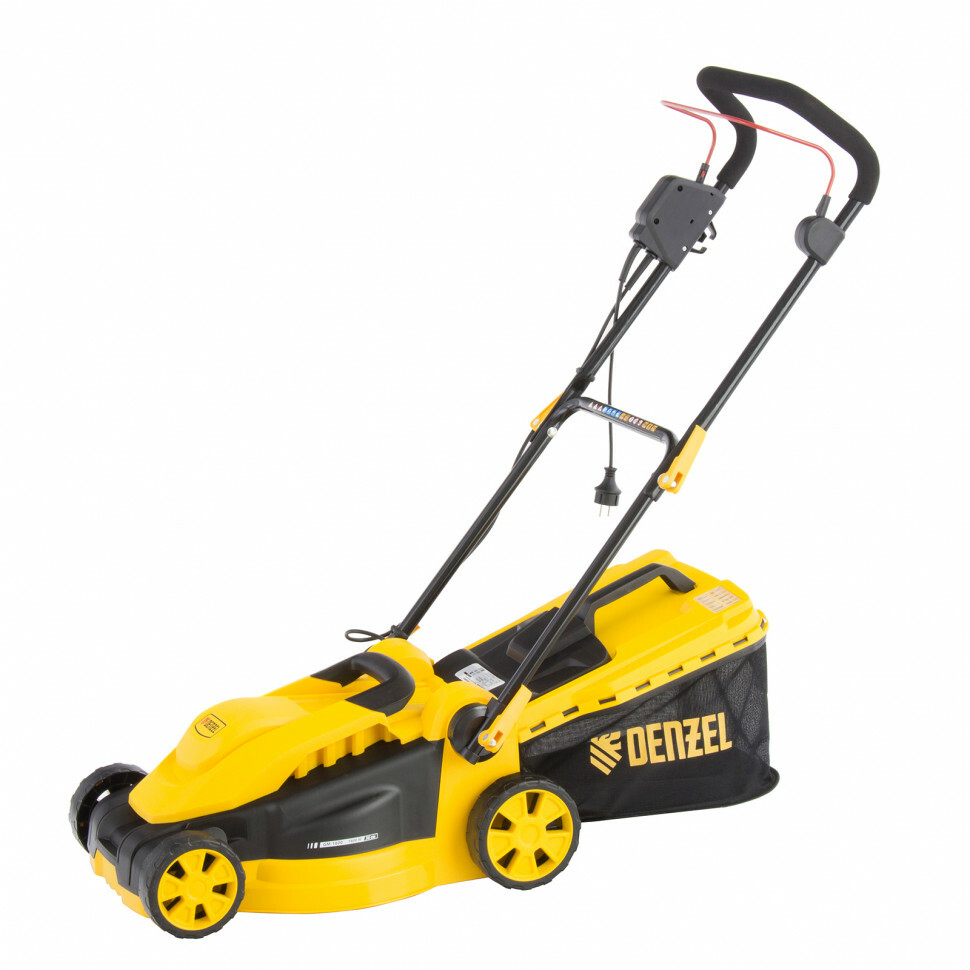Electric lawn mower. Denzel GM-1600 1600W, width 36cm, woven grass 35L, 20-50mm, 96616
