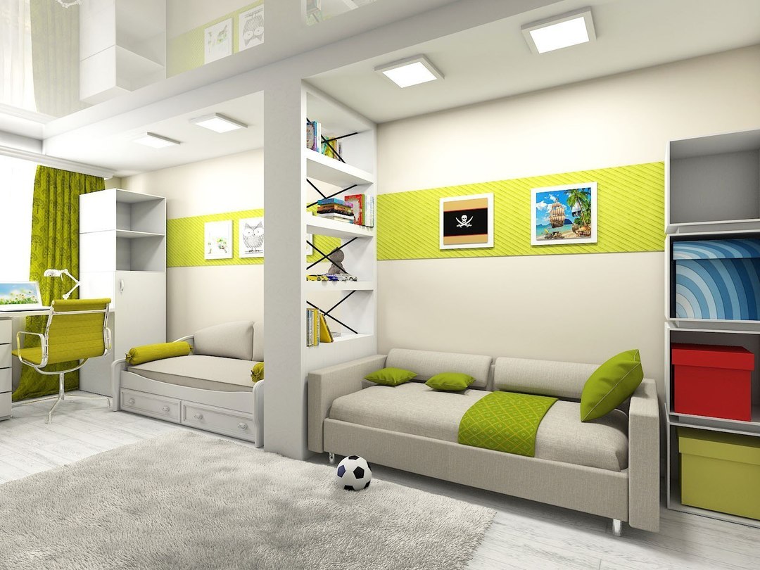 Design a child's room 14 square meters: the photo of the interior of .