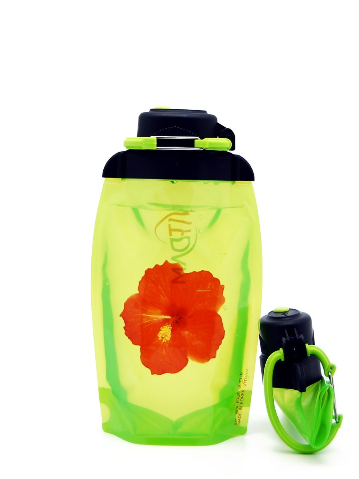 Składana butelka ekologiczna Vitdam B050YGS-605 żółto-zielona 500 ml