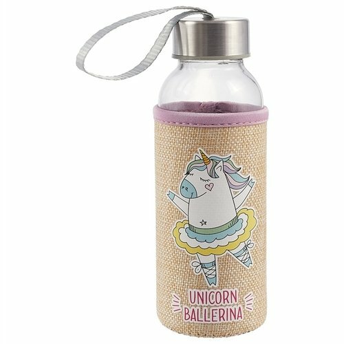Fľaša v jutovom púzdre Unicorn balerína (sklo) (300 ml)