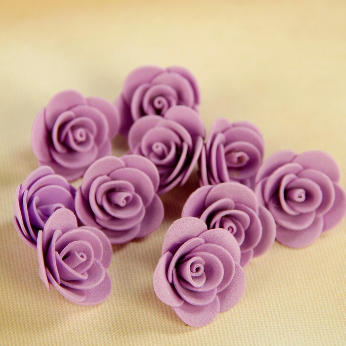 Bow-flower wedding for decor from foamiran handmade diameter 3 cm (10 pcs) lilac