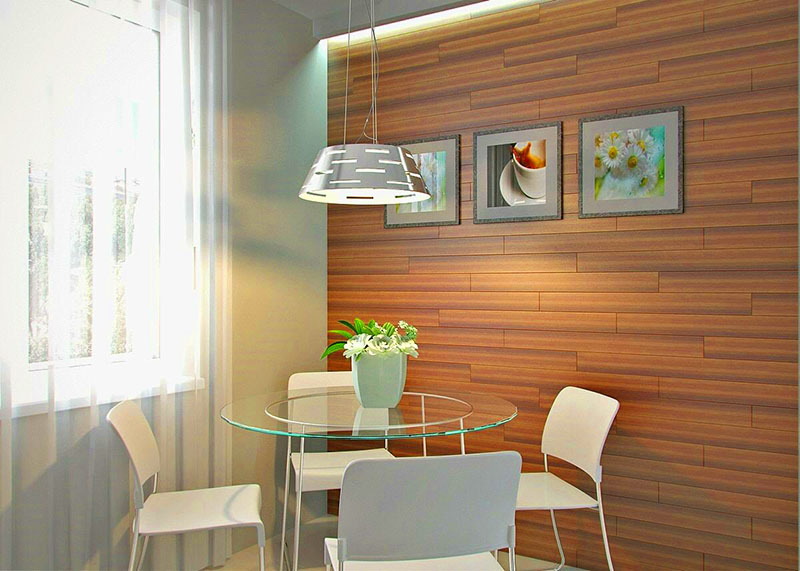 Et nyt ord i design - laminat på væggen: foto i interiøret