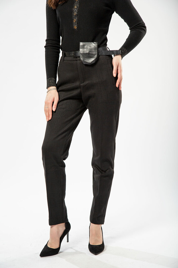 Ženske hlače Y.T.Q B613 + pas (25, črna)
