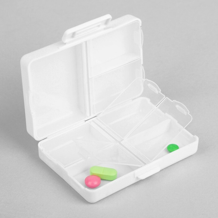 Pillbox 7 sektioner Førstehjælpskasse 9 * 6 * 2,5 cm hvid