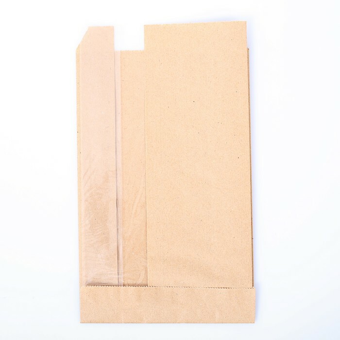 Papirnata vreča za polnjenje, kraft, dno v obliki črke V, s stranskim oknom, 25 x 14 x 4 cm