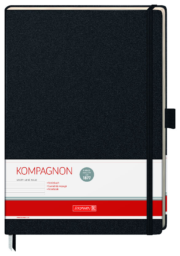 Rugalmas notebook Brunnen Companion Classic Mirador, 21x29,4 cm, krém, ketrec Fekete