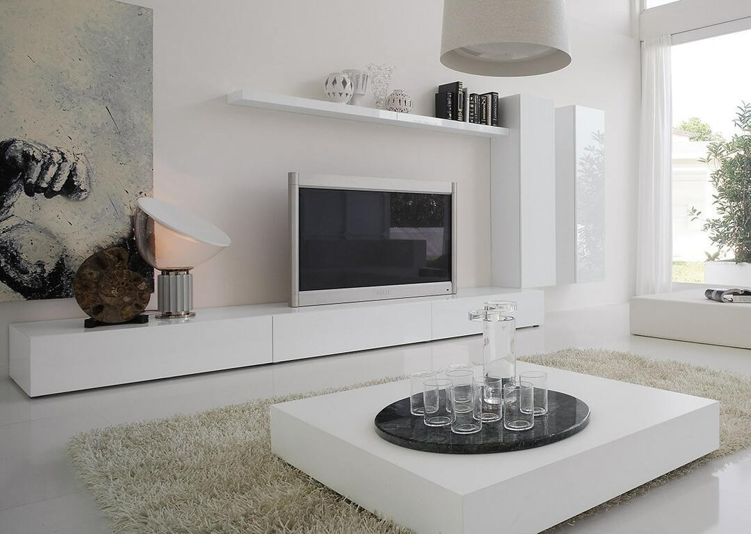 White furniture with shiny surfaces